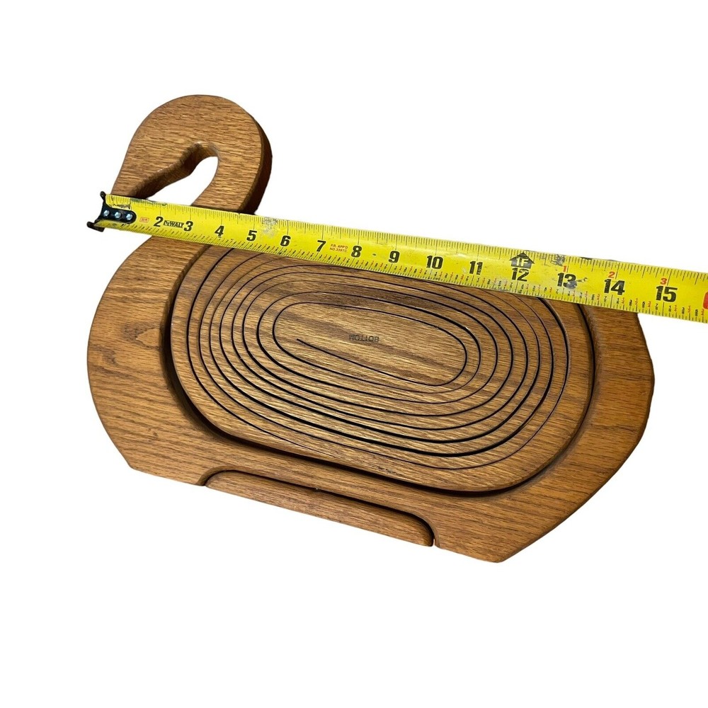 Vintage Collapsible Spiral Cut Wooden Basket or Trivet in the Shape of a Goose - Picture 8 of 8